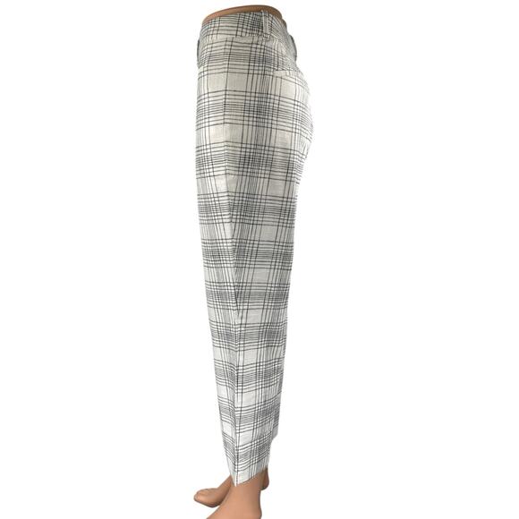 Ann Taylor Women White Black Plaid High Rise Straight Leg Trousers Pants Size 8 - Picture 2 of 5